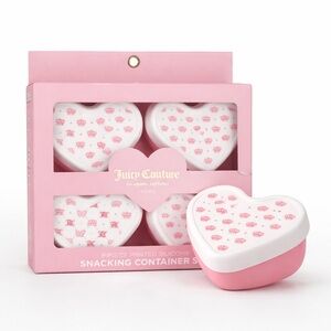 Juicy Couture 8-Piece Silicone Snacking Heart Container Set - Crown Logo - NIB
